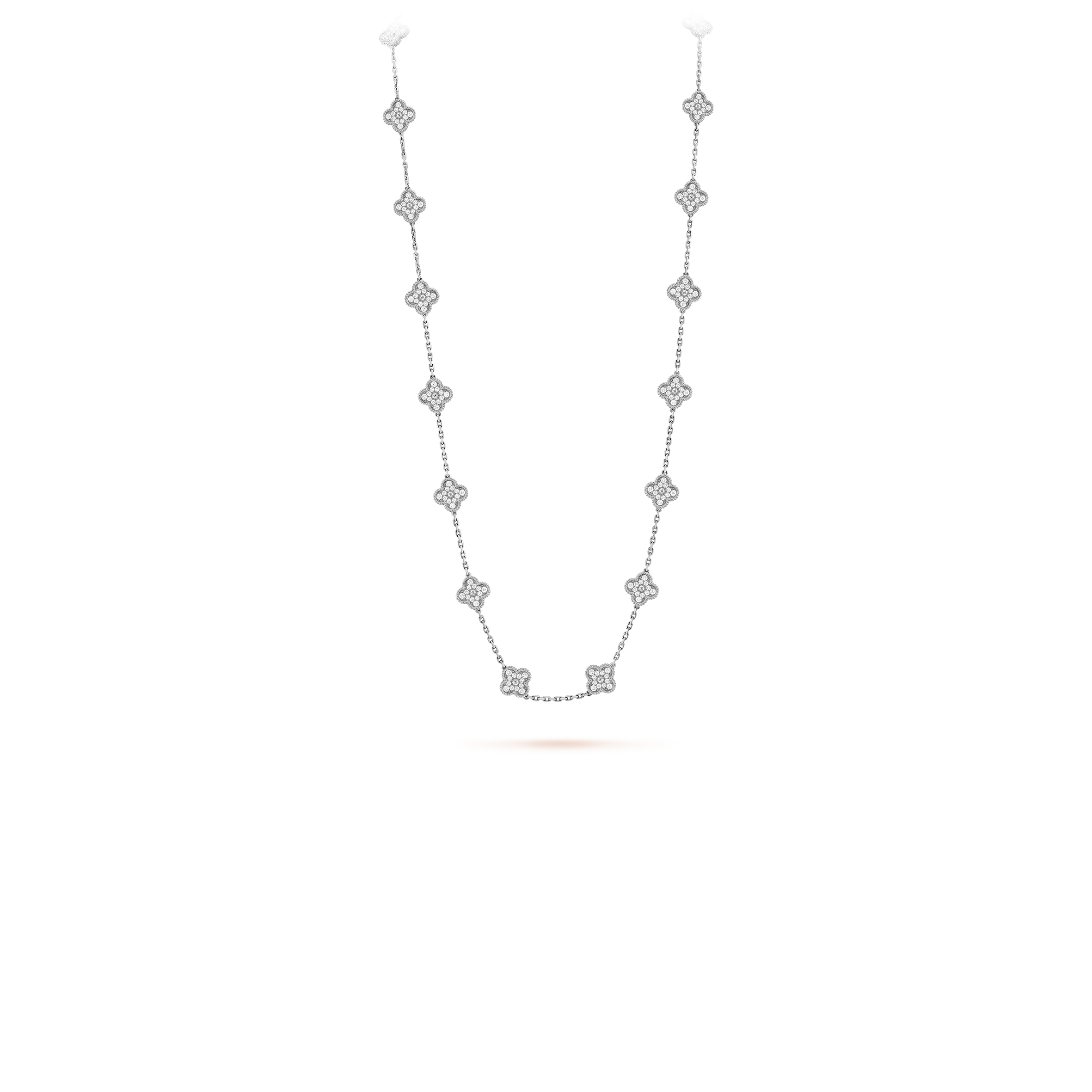 VAN CLEEF ARPELS VINTAGE ALHAMBRA LONG NECKLACE, 20 MOTIFS - WHITE GOLD, DIAMOND VCARA43300 VAN CLEEF ARPELS VINTAGE ALHAMBRA LONG NECKLACE, 20 MOTIFS - WHITE GOLD, DIAMOND VCARA43300